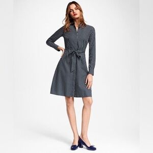 Brooks Brothers Shirtdress, size 10, navy blue with half-dot pattern